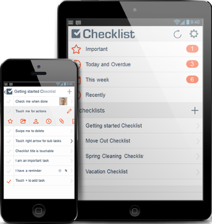 Checklist app for iOS